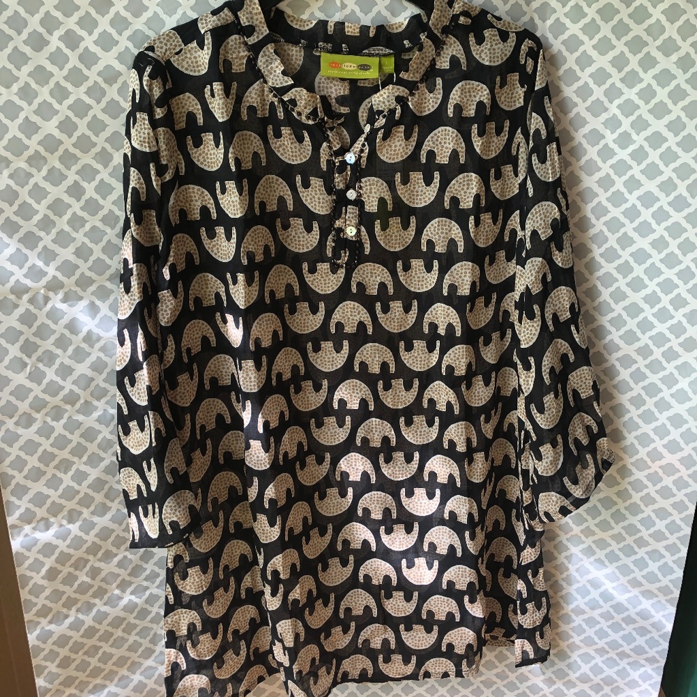 Rock Flower Paper Uma Coverup, L, Elephant Print